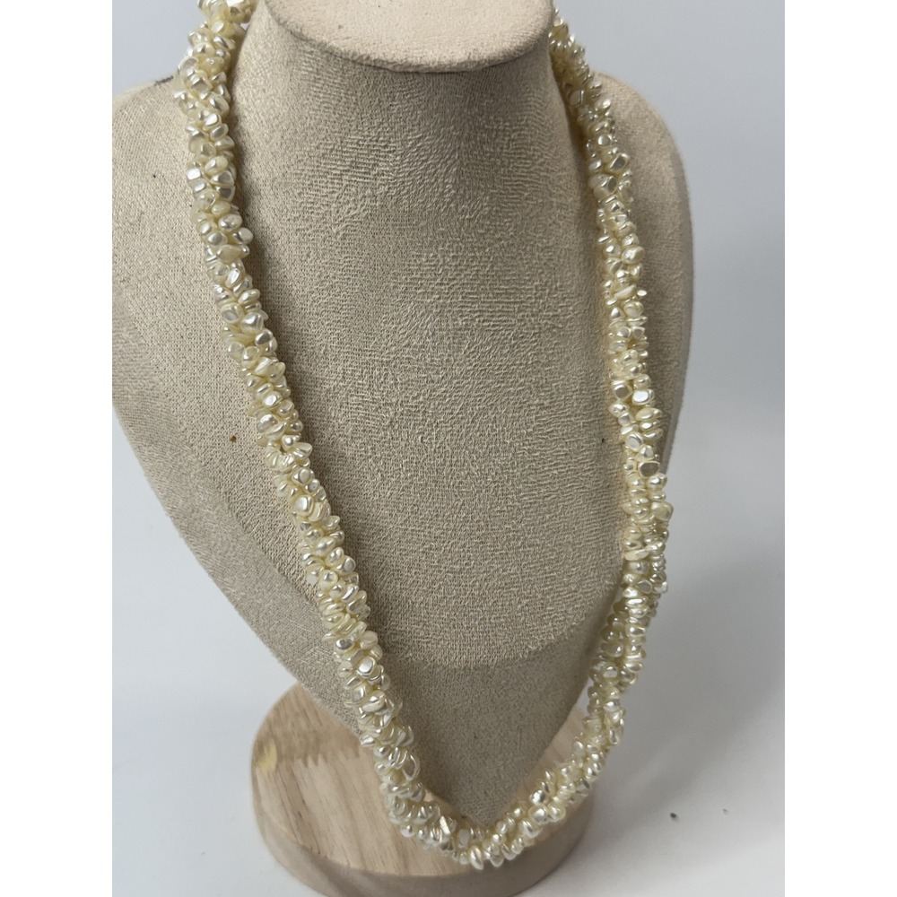 Vintage Multi Strand Twisted Freshwater Seed Pearl Necklace Barrel Clasp 20in